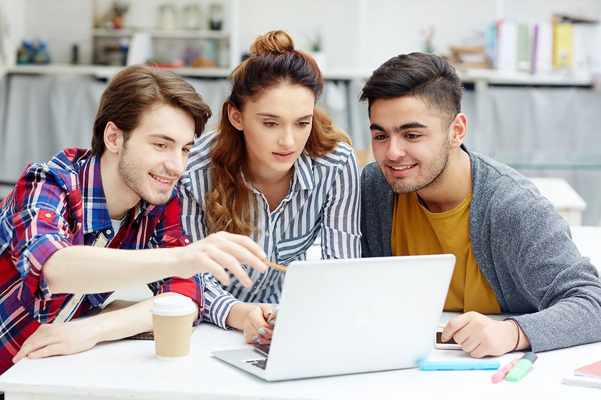 Students working together on a laptop