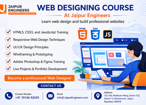 Learn Web Designing in Jaipur with HTML, CSS, JavaScript, UI UX, and Figma training at Jaipur Engineers