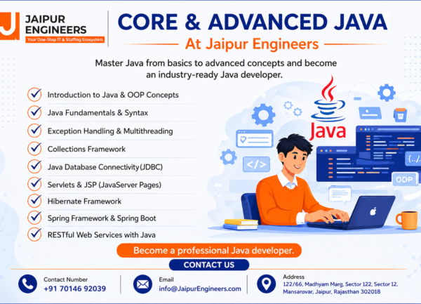 Learn Core and Advanced Java in Jaipur with Spring Boot, JDBC, Servlets, and Hibernate at Jaipur Engineers