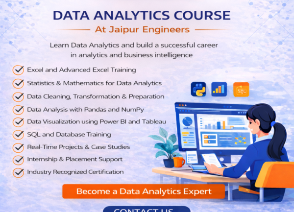 Data Analytics Course in Jaipur at Jaipur Engineers with Excel SQL Python Power BI and Tableau Training