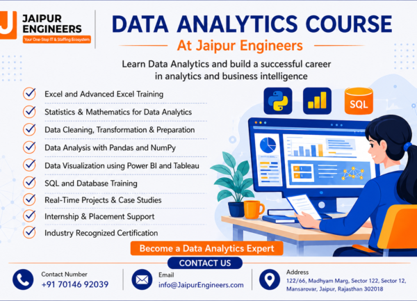 Learn Data Analytics in Jaipur with Excel, Python, SQL, Power BI, and Tableau at Jaipur Engineers
