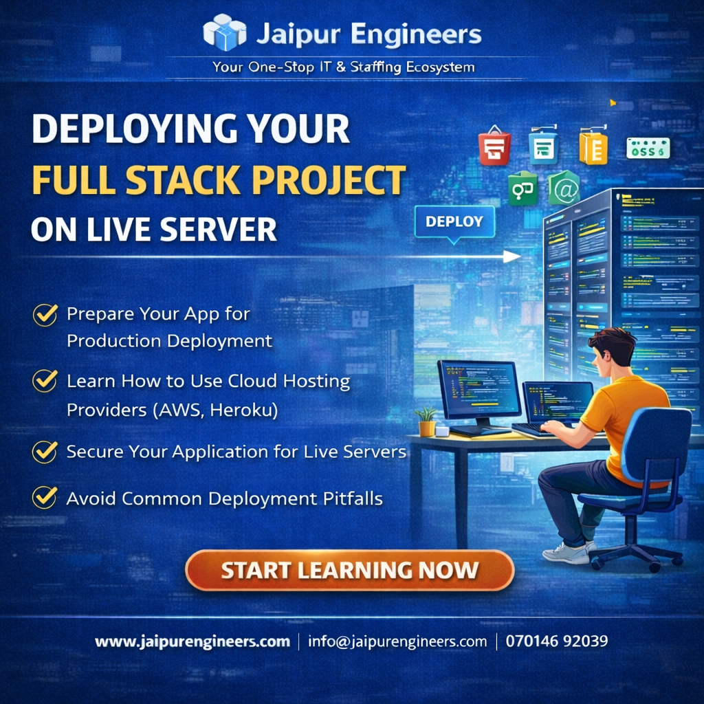 Full Stack project deployment architecture showing frontend backend database on live server