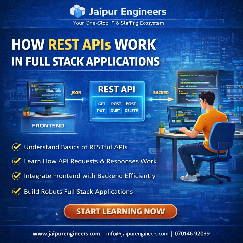 REST API architecture showing frontend backend database communication in full stack application