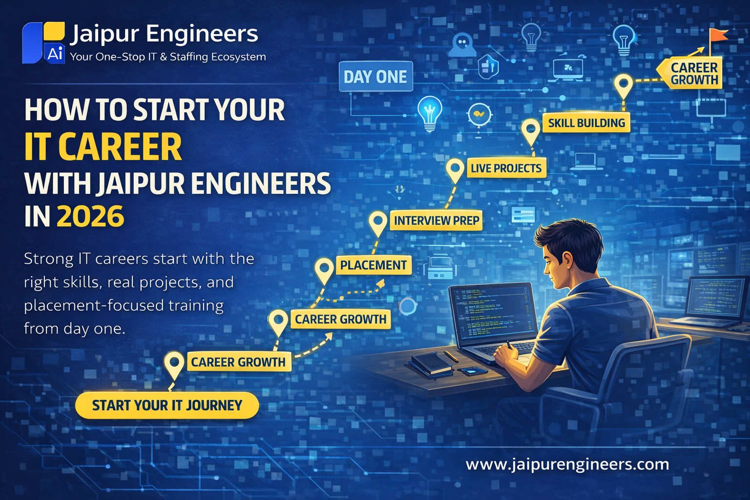 Students starting IT career with Jaipur Engineers full stack training in Jaipur