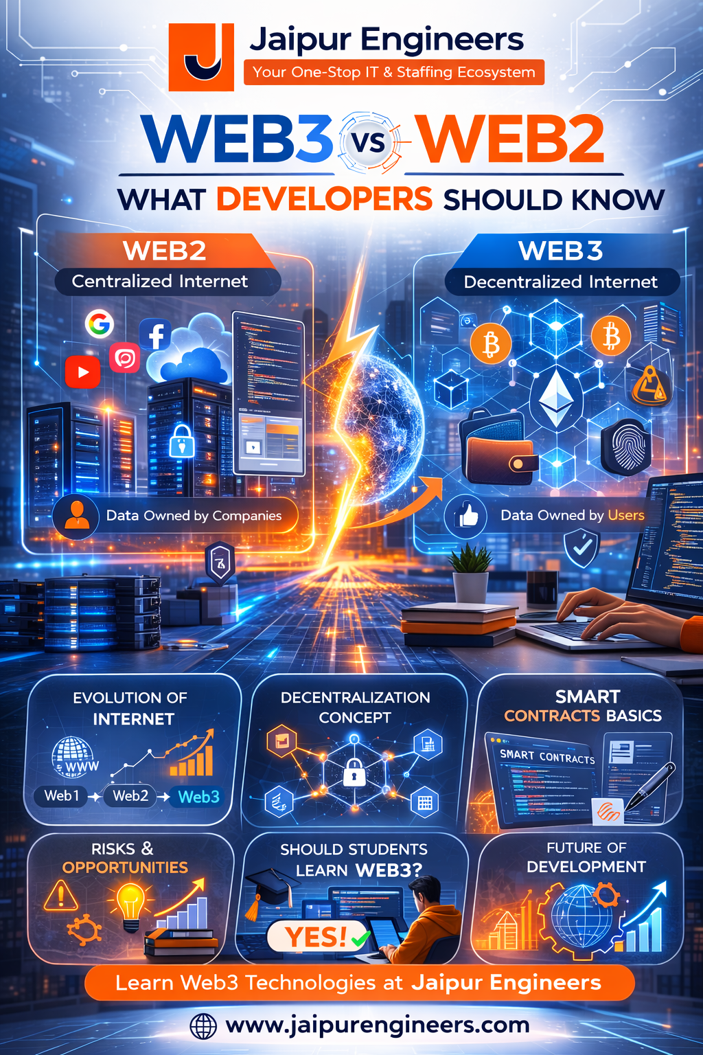 Comparison between Web2 centralized platforms and Web3 decentralized blockchain networks
