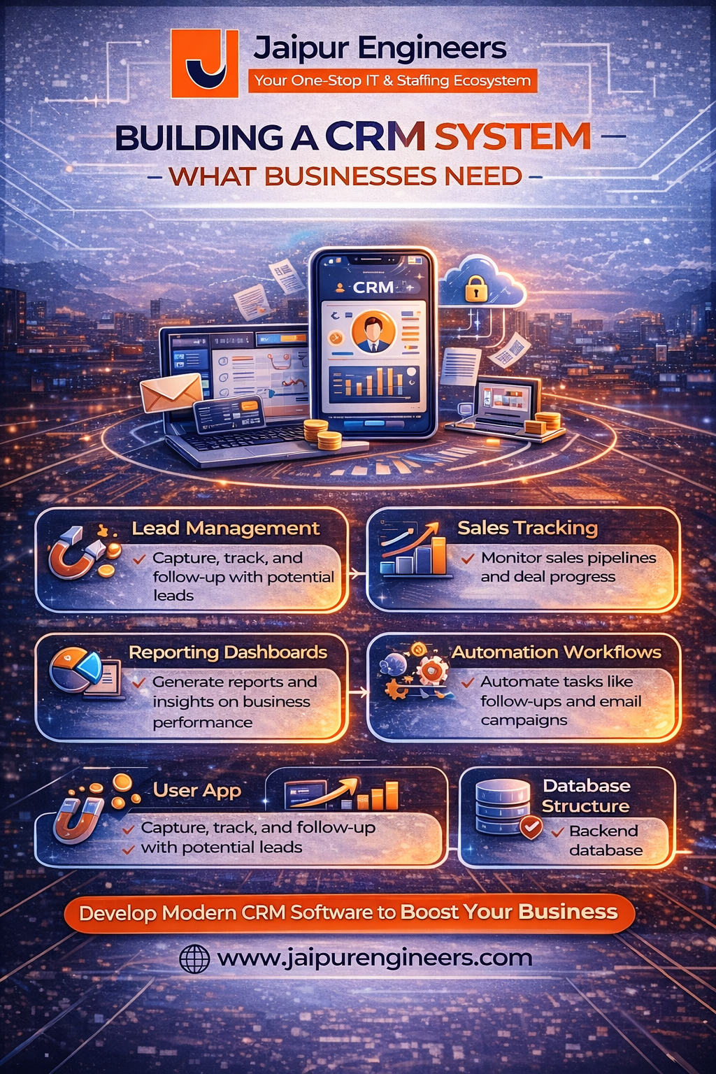 Dashboard interface of CRM system showing lead management and sales tracking