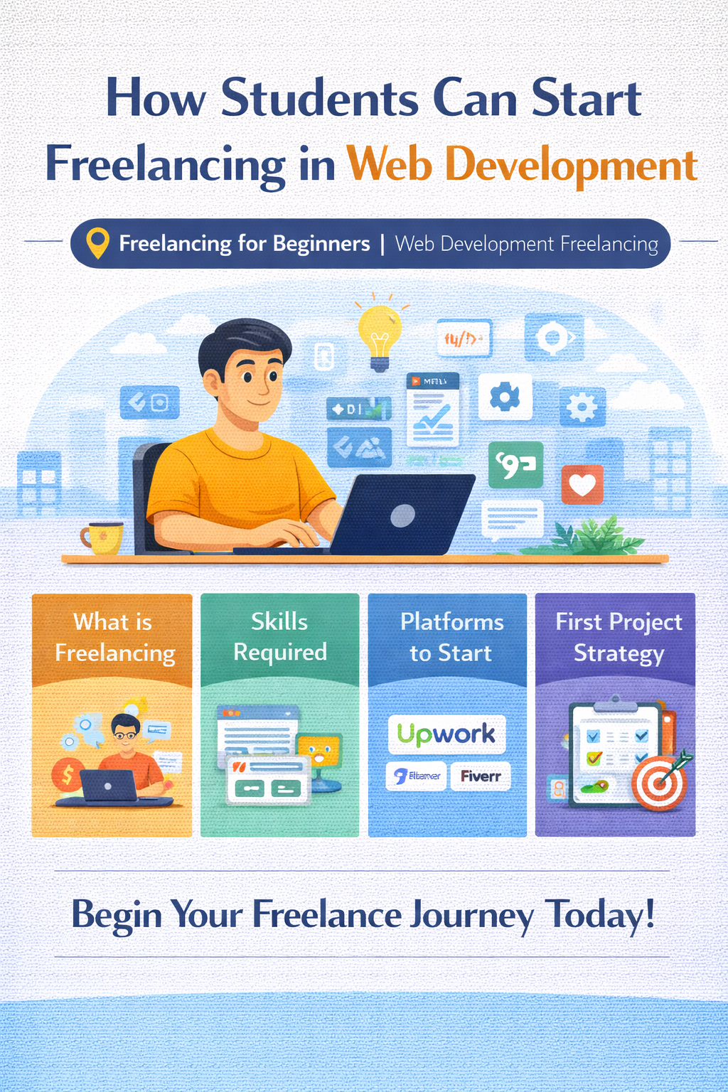 Freelancing for beginners guide including platforms skills first project and trust building