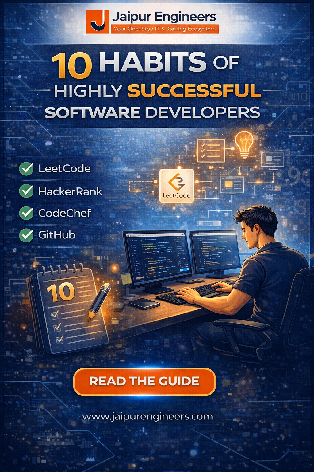 Software developer practicing coding and learning new technologies