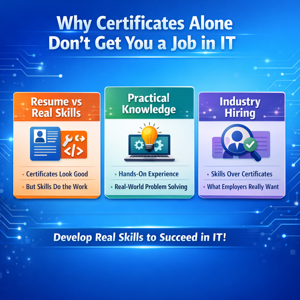 Difference between skills and certification in IT including practical knowledge and real experience