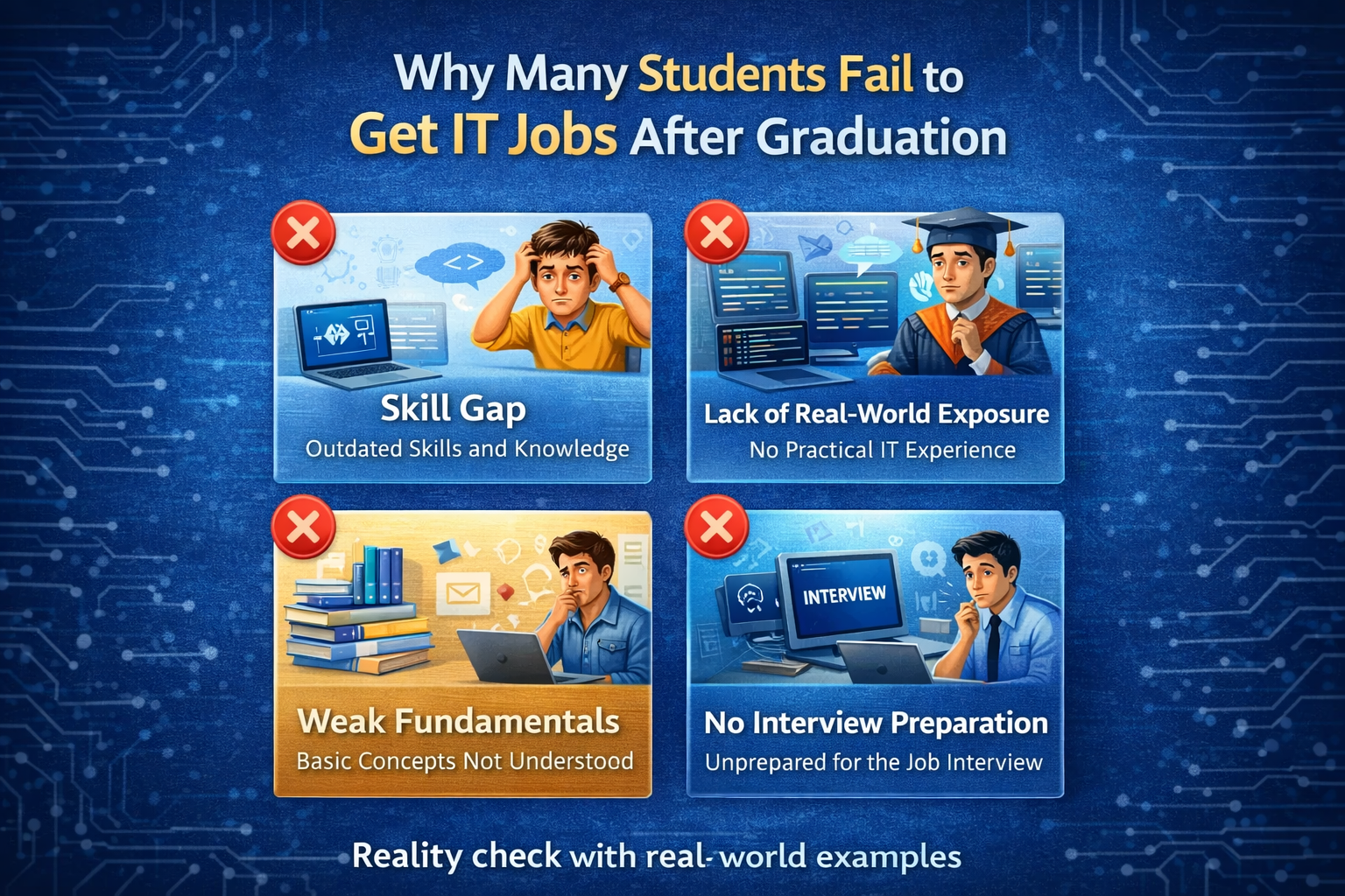 Reasons why students don’t get IT jobs including skill gap lack of exposure and weak fundamentals