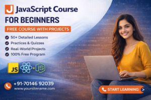 JavaScript course for beginners free with projects and real world training