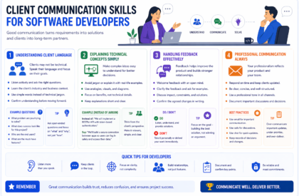 Software developer communicating with client professionally in IT project