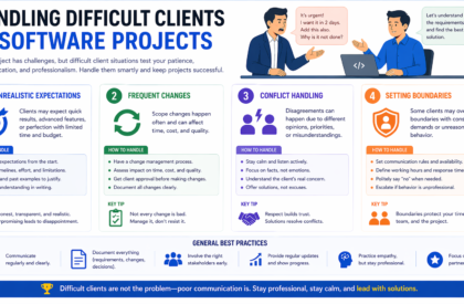 Developer managing difficult client communication in software project
