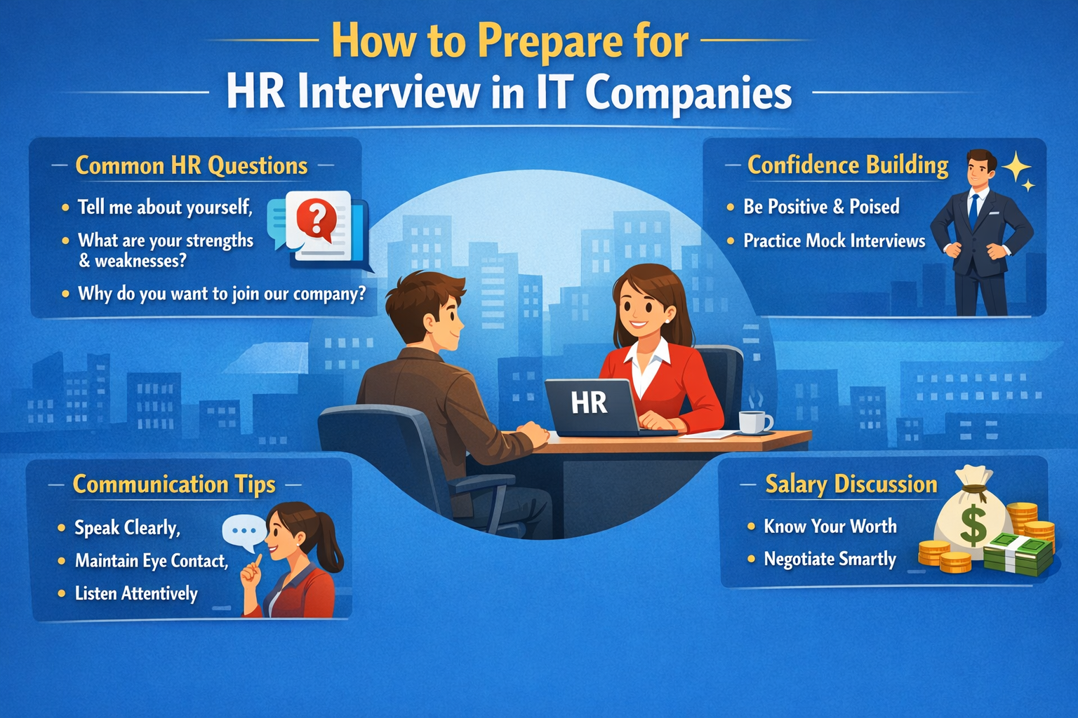 HR interview questions IT communication confidence salary discussion preparation