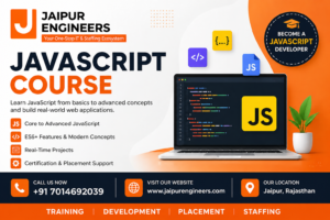 JavaScript course in Jaipur by Jaipur Engineers with projects ES6 DOM and placement support contact +91 7014692039