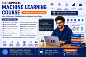 Machine learning complete course banner with Python deep learning projects and career support Jaipur