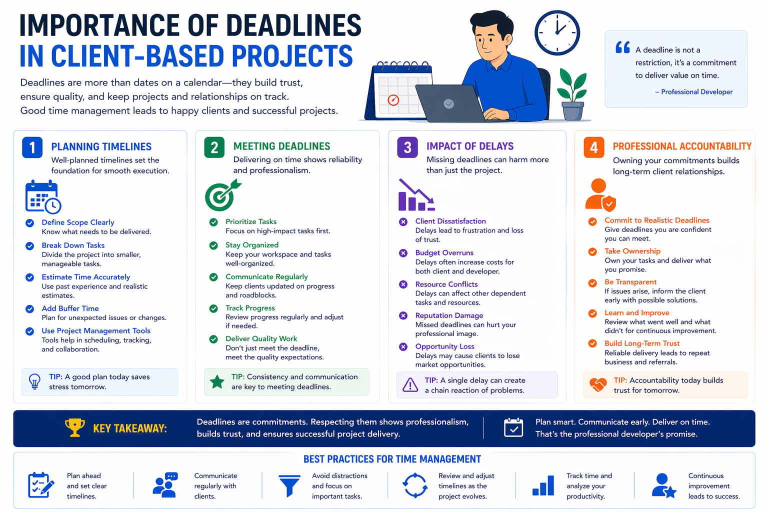 Developer managing project deadlines and timelines in software development