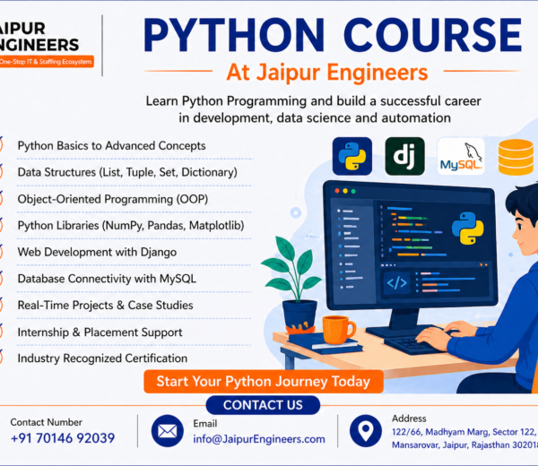 Python Course in Jaipur | Jaipur Engineers Training python course for beginners in jaipur with data structures oop projects and placement support
