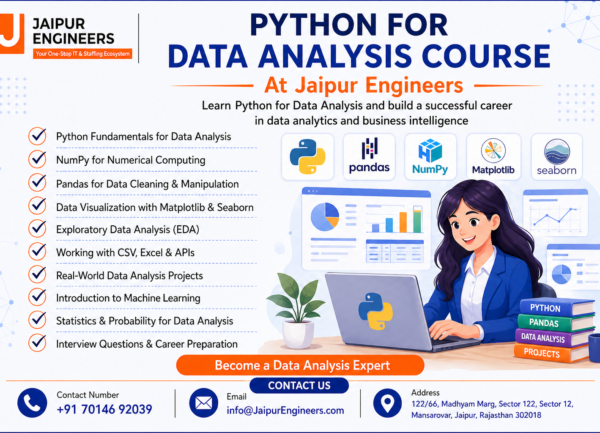 Python for data analysis course in Jaipur with Pandas NumPy visualization and projects
