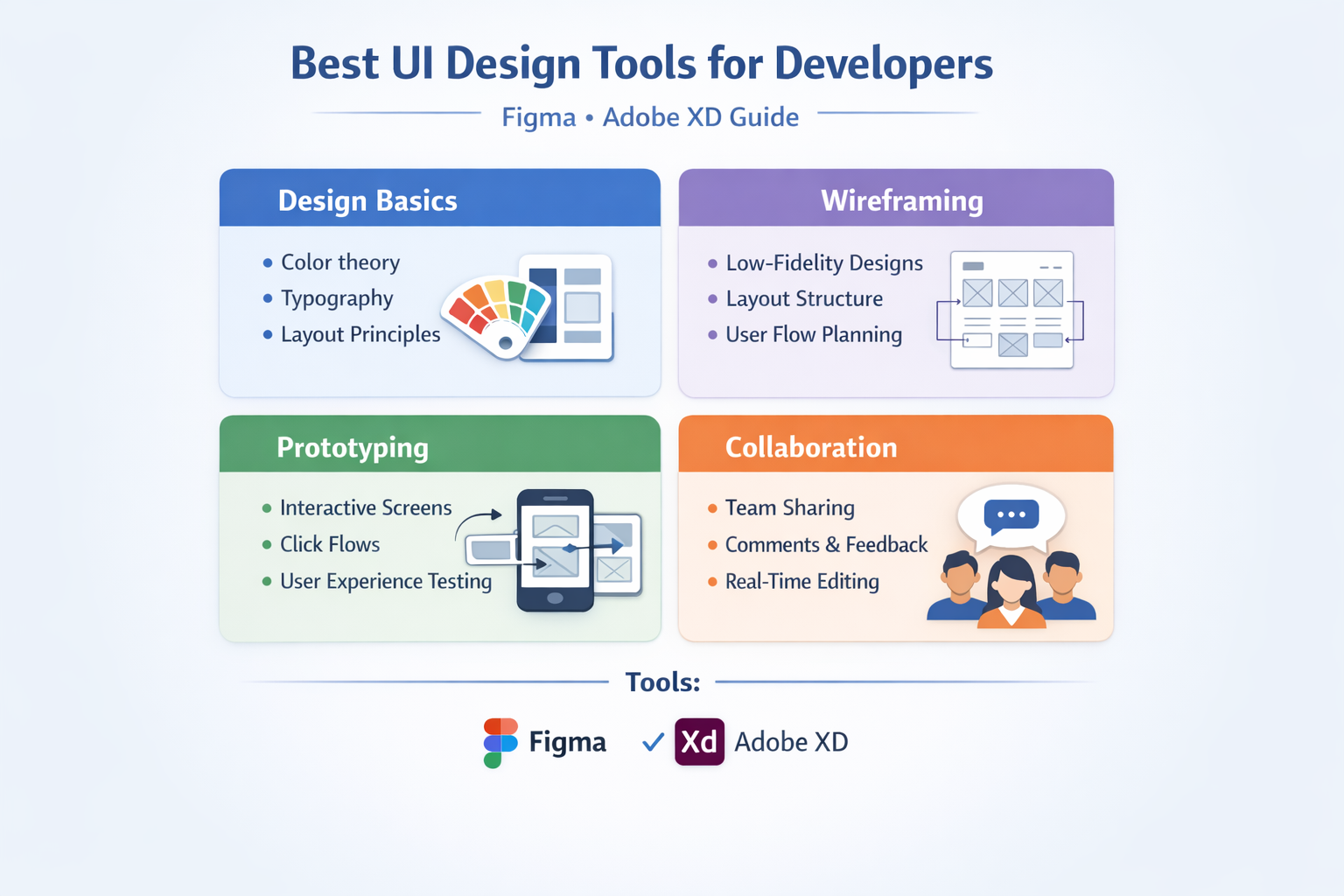 UI design tools figma tutorial adobe xd wireframing prototyping collaboration