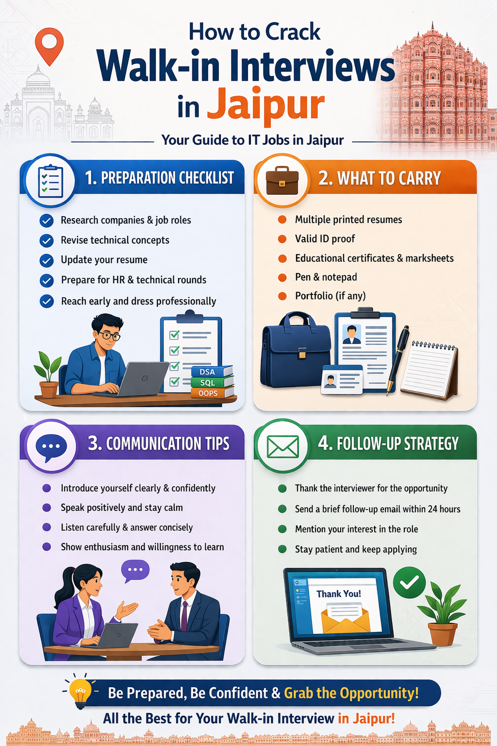 walk-in interview Jaipur IT jobs preparation documents communication tips