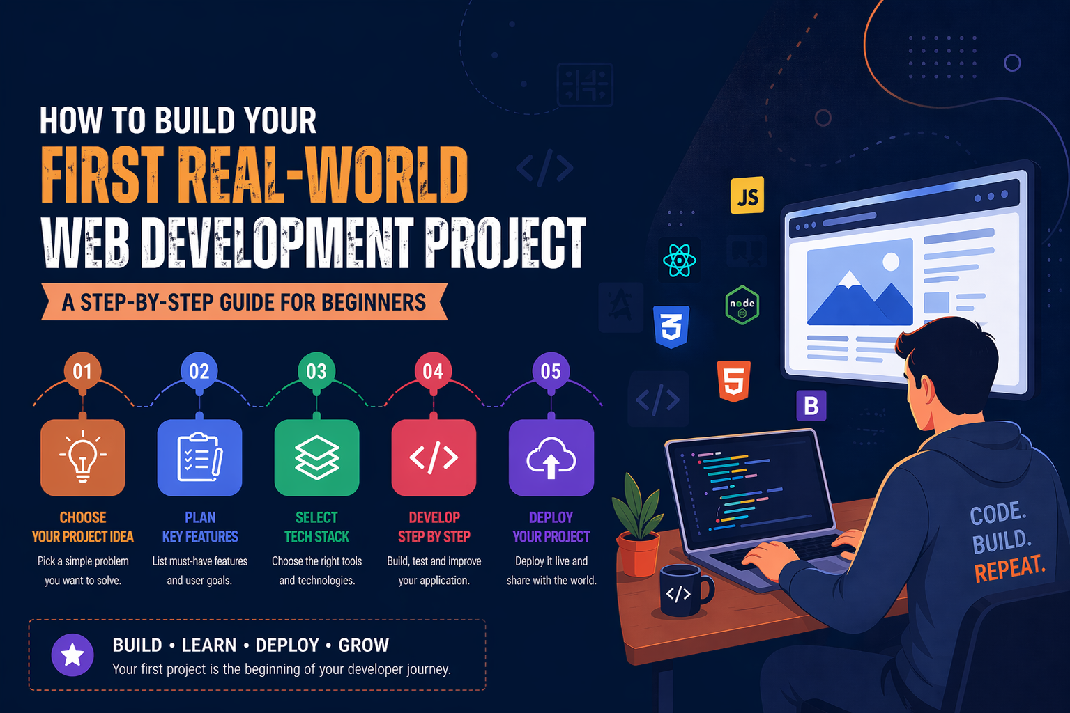 Beginner building a real world web development project step by step