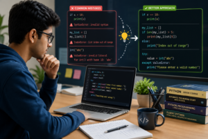 Python mistakes beginners make while learning programming with examples of common coding errors and best practices.