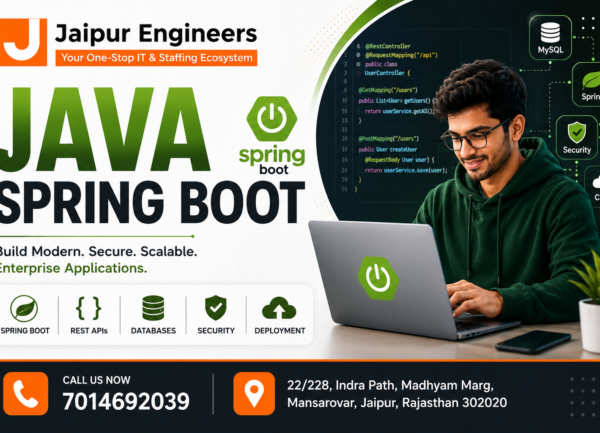 Spring Boot Framework Training in Jaipur at Jaipur Engineers with Java backend development, REST API, Hibernate, Spring Security, and live projects