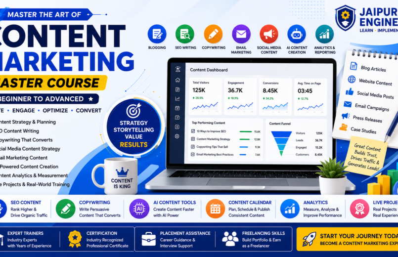 Content Marketing Course in Jaipur with SEO writing, copywriting, blogging, AI content creation, email marketing, and analytics