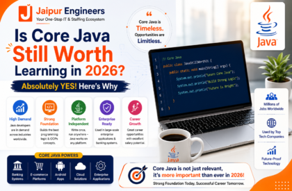 Is Core Java Still Worth Learning in 2026? Developer learning Core Java with enterprise software, Spring Boot, backend development, career growth, and high-demand programming concepts.