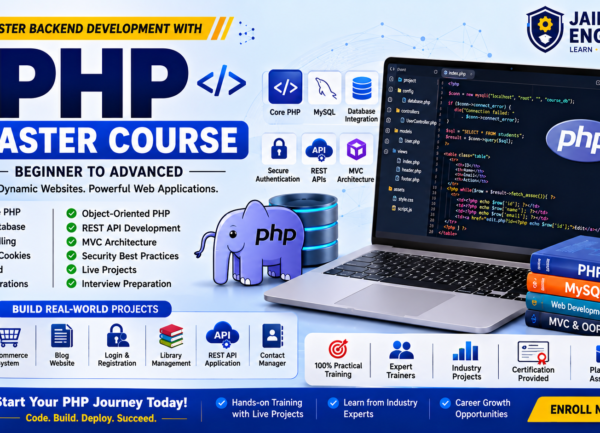 PHP Course in Jaipur PHP Course in Jaipur with MySQL, CRUD, REST APIs, MVC architecture, authentication, and live projects